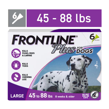 Frontline Plus Flea & Tick Treatment for Large Dogs (45-88 lbs) – 6 Doses