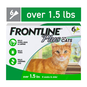 FRONTLINE Plus Flea & Tick Treatment for Cats Over 1.5 lbs | 6-Month Supply (6 Treatments)