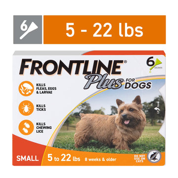 FRONTLINE Plus Flea & Tick Treatment for Small Dogs (5-22 lbs) – 6 Treatments